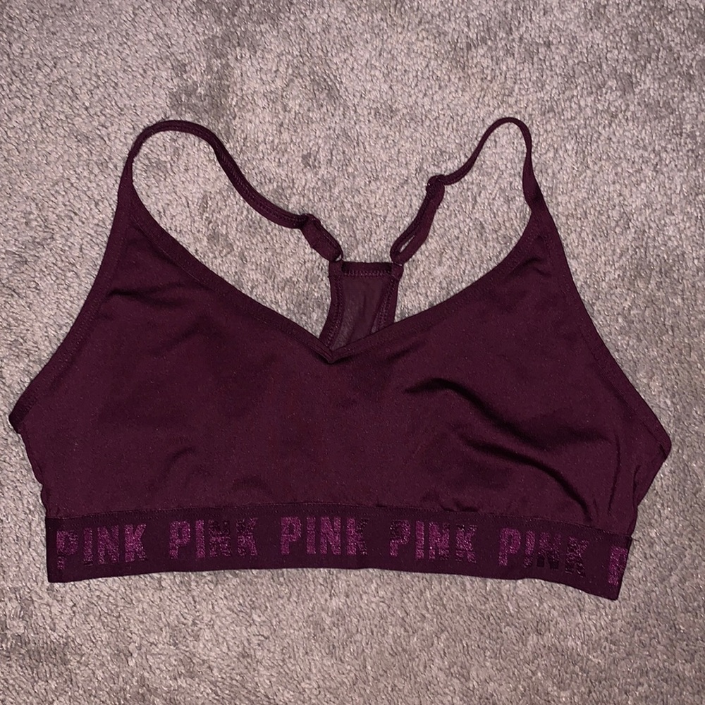 Victoria's Secret PINK Burgundy Sport Bra, Large